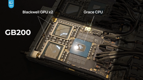 A GB200 die with Blackwell processors